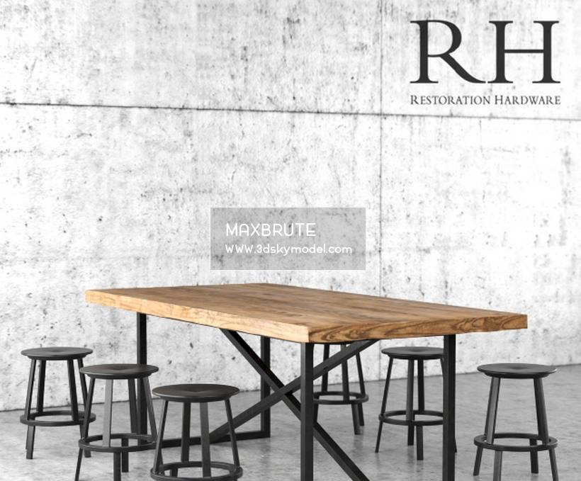 Restoration Hardware Table Chair 3dsmax 3dmodel 63